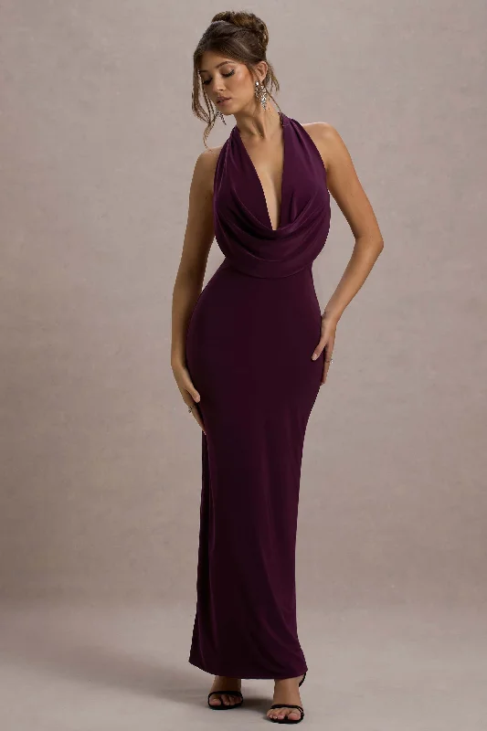 Sheer - panel wedding dresses with a touch of elegance Ribbed - texture wedding guest dresses in neutral colors Edessa | Port Plunge-Neck Maxi Dress Sheer - panel wedding dresses with a touch of elegance Ribbed - texture wedding guest dresses in neutral colors Edessa | Port Plunge-Neck Maxi Dress