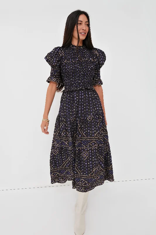 Velvet midi dresses in jewel tones for a glamorous winter event Blue Delphine Pucker Cotton Puff Sleeve Smocked Dress Velvet midi dresses in jewel tones for a glamorous winter event Blue Delphine Pucker Cotton Puff Sleeve Smocked Dress