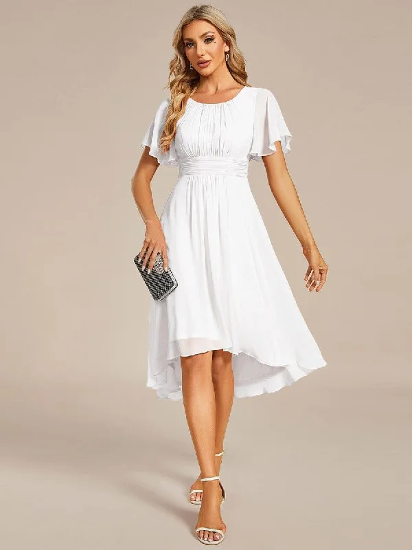 Long - sleeved lace wedding dresses for a modest style Sequined wedding guest dresses for an evening wedding ever EDEN|Flowy Chiffon Round Neckline A-Line Knee Length Wedding Guest Dress Long - sleeved lace wedding dresses for a modest style Sequined wedding guest dresses for an evening wedding ever EDEN|Flowy Chiffon Round Neckline A-Line Knee Length Wedding Guest Dress