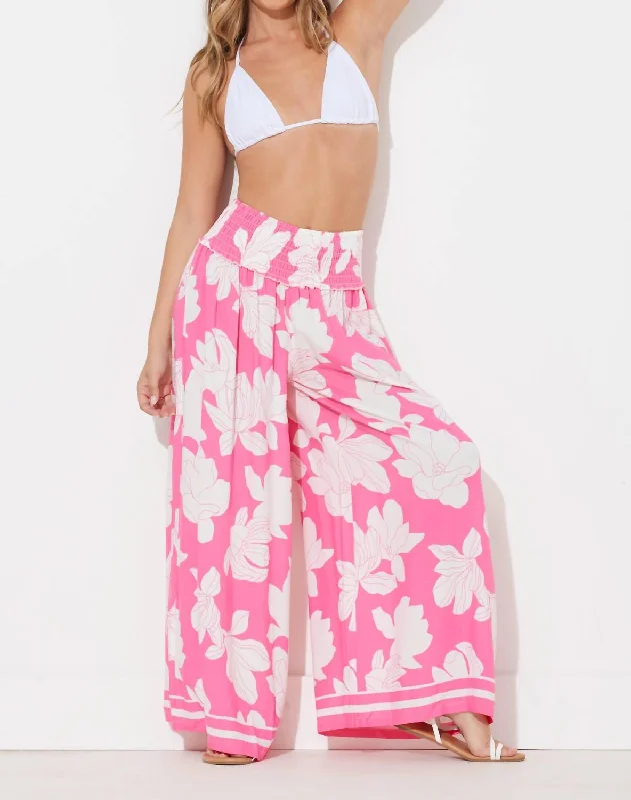 Women's High - Waisted Tight Trousers with Side Slits in Beige for a Trendy LookFloral Beach Pant In Pink Women's High - Waisted Tight Trousers with Side Slits in Beige for a Trendy LookFloral Beach Pant In Pink