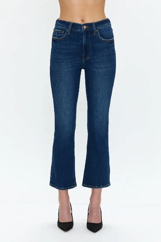 Plus Size Women's Stretch Cotton Tight Trousers in Navy for Comfortable Everyday WearLennon High Rise Crop Bootcut In Blue Plus Size Women's Stretch Cotton Tight Trousers in Navy for Comfortable Everyday WearLennon High Rise Crop Bootcut In Blue