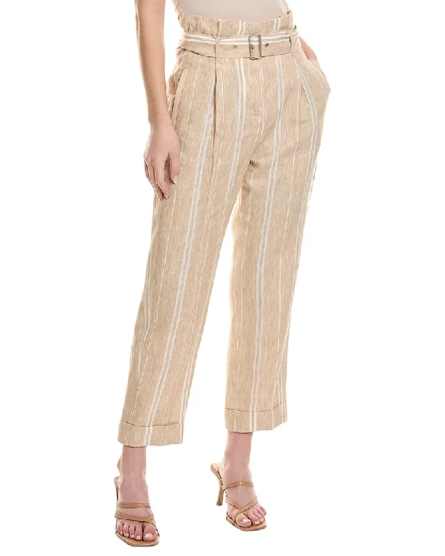 Women's Metallic Tight Trousers in Gold for a Glamorous Party EnsemblePeserico womens  Paperbag Linen-Blend Pant, 42, Brown