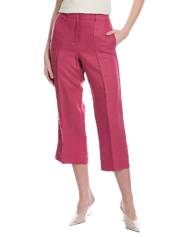 Women's Fleece - Lined Tight Trousers in Dark Blue for Warmth in Cold WeatherS Max Mara Rebecca Linen Trouser Women's Fleece - Lined Tight Trousers in Dark Blue for Warmth in Cold WeatherS Max Mara Rebecca Linen Trouser