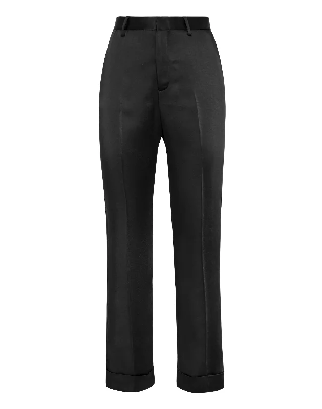 Plus Size Women's Corduroy Tight Trousers in Olive Green for a Retro and Cozy VibeSatin Trousers