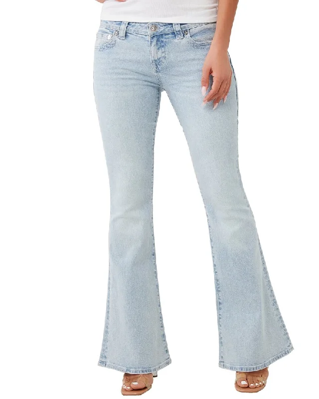 Women's Denim - Look Tight Trousers in Light Blue for a Casual and Versatile OptionTrue Religion Serene Meadows Hs Applique Carrie Low-Rise Flare Jean Women's Denim - Look Tight Trousers in Light Blue for a Casual and Versatile OptionTrue Religion Serene Meadows Hs Applique Carrie Low-Rise Flare Jean