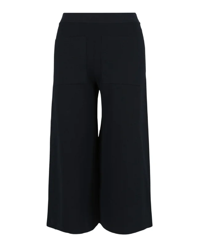 Plus Size Women's Stretch Cotton Tight Trousers in Navy for Comfortable Everyday WearWide-Leg Knit Trousers Plus Size Women's Stretch Cotton Tight Trousers in Navy for Comfortable Everyday WearWide-Leg Knit Trousers