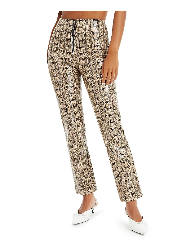 Women's High - Waisted Tight Trousers with Side Slits in Beige for a Trendy LookWomens Animal Print Straight Leg Straight Leg Pants Women's High - Waisted Tight Trousers with Side Slits in Beige for a Trendy LookWomens Animal Print Straight Leg Straight Leg Pants