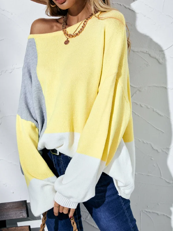 V - Neck Women's Ribbed Wool Sweaters for FallTurtleneck Women Sweater for a Classic and Elegant StyleAngel Wings Color Block Balloon Sleeve Boat Neck Sweater V - Neck Women's Ribbed Wool Sweaters for FallTurtleneck Women Sweater for a Classic and Elegant StyleAngel Wings Color Block Balloon Sleeve Boat Neck Sweater