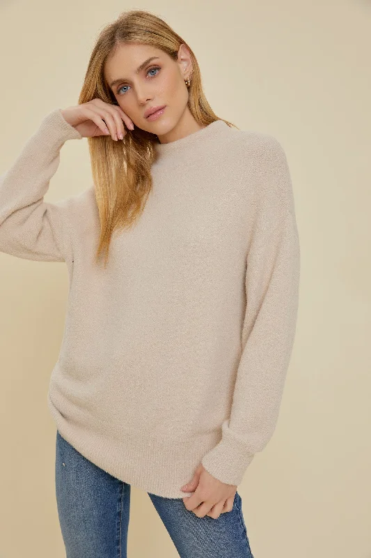 Mock Neck Women's Alpaca Wool Sweaters in Earth TonesColor - Blocked Women Sweater for a Bold Fashion StatementBeige Fuzzy Knit Mock Neck Sweater Mock Neck Women's Alpaca Wool Sweaters in Earth TonesColor - Blocked Women Sweater for a Bold Fashion StatementBeige Fuzzy Knit Mock Neck Sweater