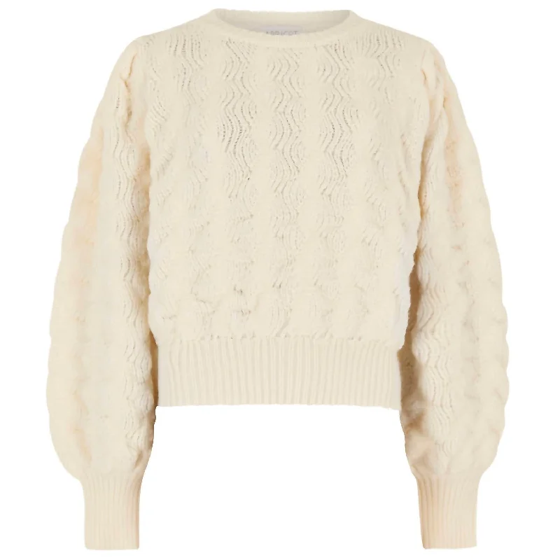 Cropped Women's Angora Blend Sweaters for a Trendy LookPlus - Size Women Sweater with a Flattering FitBubble Pleat Sleeve Jumper In Cream Cropped Women's Angora Blend Sweaters for a Trendy LookPlus - Size Women Sweater with a Flattering FitBubble Pleat Sleeve Jumper In Cream