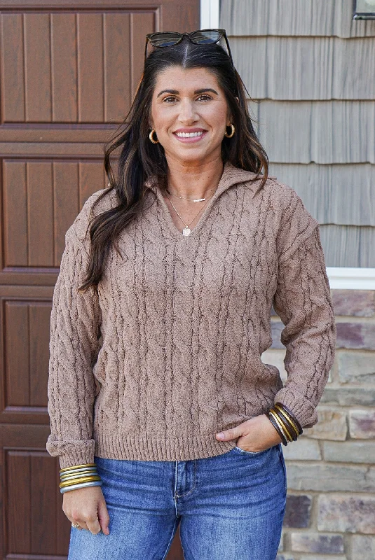 Button - Down Women's Shetland Wool Sweaters in Traditional PatternsV - Neck Women Sweater to Elongate the NecklineCable Knit Perfection Mocha Sweater Button - Down Women's Shetland Wool Sweaters in Traditional PatternsV - Neck Women Sweater to Elongate the NecklineCable Knit Perfection Mocha Sweater