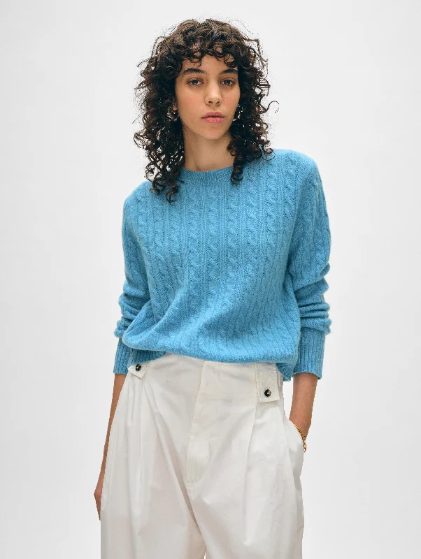 Tie - Front Women's Lambswool Sweaters in Pastel HuesHand - Knitted Women Sweater with Artisanal CharmCashmere Cable Crewneck Tie - Front Women's Lambswool Sweaters in Pastel HuesHand - Knitted Women Sweater with Artisanal CharmCashmere Cable Crewneck