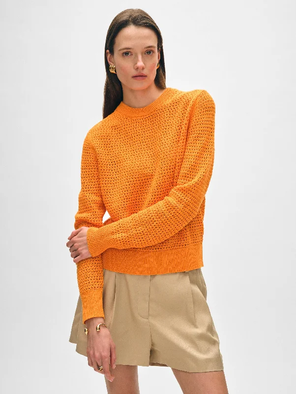 Bell - Sleeve Women's Mohair - Wool Blend SweatersStriped Women Sweater with a Timeless PatternCotton Blend Mesh Crewneck Bell - Sleeve Women's Mohair - Wool Blend SweatersStriped Women Sweater with a Timeless PatternCotton Blend Mesh Crewneck