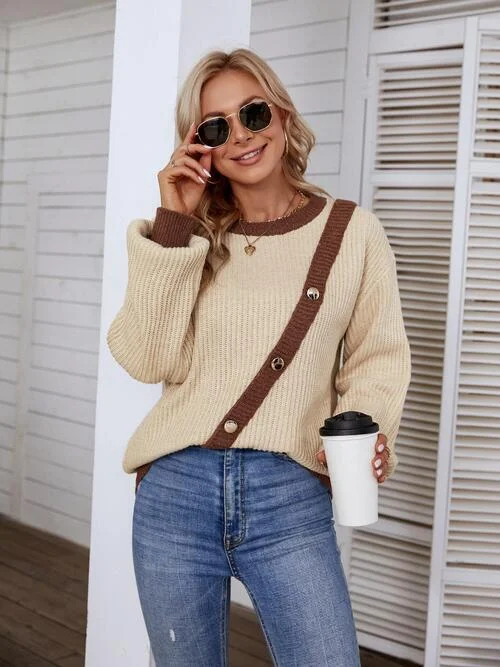 Short Sleeve Women's Cotton Blend Sweaters in Pastel ColorsCashmere Women Sweater with a Luxurious Soft TouchDecorative Button Round Neck Sweater Short Sleeve Women's Cotton Blend Sweaters in Pastel ColorsCashmere Women Sweater with a Luxurious Soft TouchDecorative Button Round Neck Sweater
