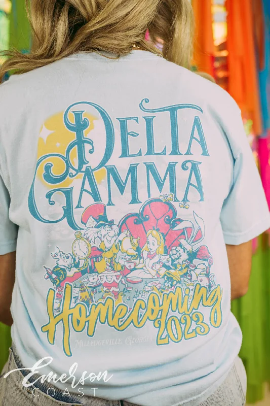 Puff Sleeve Women T Shirt for a Fashion - Forward LookDelta Gamma Wonderland Homecoming Shirt Puff Sleeve Women T Shirt for a Fashion - Forward LookDelta Gamma Wonderland Homecoming Shirt