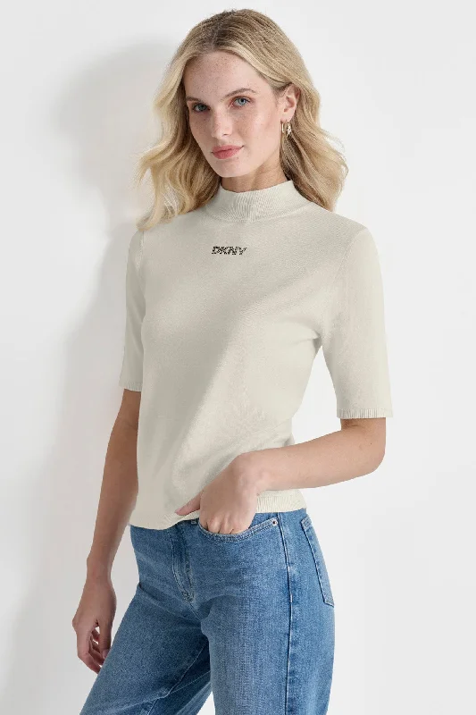Plus Size Women's Embroidered Sweaters in Ethnic StylesOrganic Cotton Women Sweater for an Eco - Friendly ChoiceMOCK NECK LOGO SWEATER Plus Size Women's Embroidered Sweaters in Ethnic StylesOrganic Cotton Women Sweater for an Eco - Friendly ChoiceMOCK NECK LOGO SWEATER