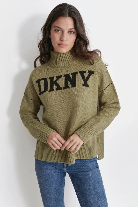 Plus Size Women's Embroidered Sweaters in Ethnic StylesOrganic Cotton Women Sweater for an Eco - Friendly ChoiceLOGO TURTLENECK SWEATER Plus Size Women's Embroidered Sweaters in Ethnic StylesOrganic Cotton Women Sweater for an Eco - Friendly ChoiceLOGO TURTLENECK SWEATER