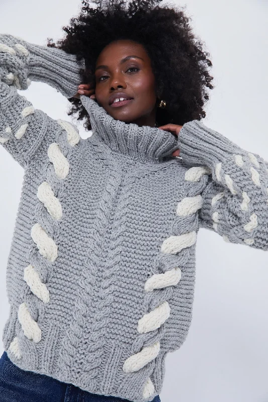 Plus Size Women's Embroidered Sweaters in Ethnic StylesOrganic Cotton Women Sweater for an Eco - Friendly ChoiceDove Grey Barbora Turtleneck Plus Size Women's Embroidered Sweaters in Ethnic StylesOrganic Cotton Women Sweater for an Eco - Friendly ChoiceDove Grey Barbora Turtleneck