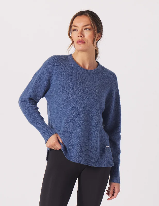 Bell - Sleeve Women's Mohair - Wool Blend SweatersStriped Women Sweater with a Timeless PatternElevated Knit Crew: Washed Blue Heather Bell - Sleeve Women's Mohair - Wool Blend SweatersStriped Women Sweater with a Timeless PatternElevated Knit Crew: Washed Blue Heather