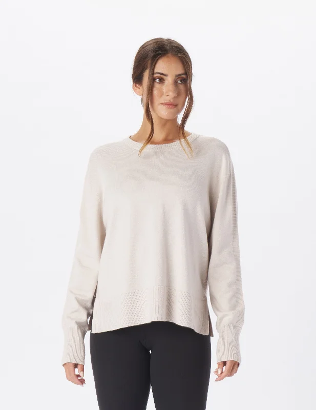 Plus Size Women's Side - Slit Sweaters in Bold SolidsSequin - Embellished Women Sweater for Special OccasionsElevated Rib Crew: Oatmilk Plus Size Women's Side - Slit Sweaters in Bold SolidsSequin - Embellished Women Sweater for Special OccasionsElevated Rib Crew: Oatmilk