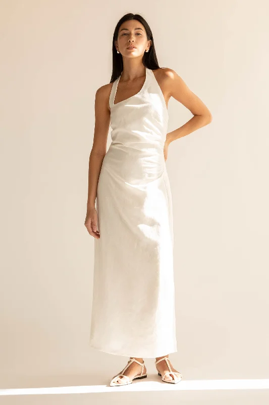 Sleeveless Women's Silk - Trimmed Sweaters for SummerLong - Sleeve Women Sweater with Ribbed CuffsLINEN BLEND ASYMMETRIC HALTER MAXI DRESS Sleeveless Women's Silk - Trimmed Sweaters for SummerLong - Sleeve Women Sweater with Ribbed CuffsLINEN BLEND ASYMMETRIC HALTER MAXI DRESS