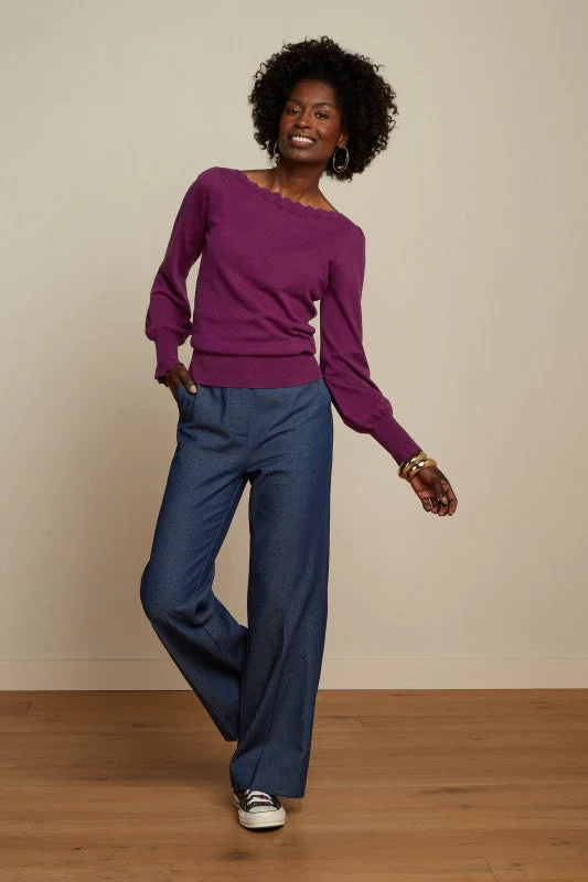 Plus Size Women's Side - Slit Sweaters in Bold SolidsSequin - Embellished Women Sweater for Special OccasionsKING LOUIE Blue Hennite Marcie Pants Plus Size Women's Side - Slit Sweaters in Bold SolidsSequin - Embellished Women Sweater for Special OccasionsKING LOUIE Blue Hennite Marcie Pants