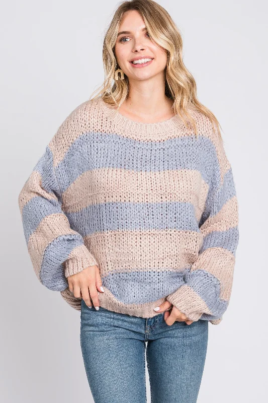 Boat Neck Women's Merino Wool Sweaters in Neutral ShadesHooded Women Sweater for Added Comfort and StyleLight Blue Striped Knit Sweater Boat Neck Women's Merino Wool Sweaters in Neutral ShadesHooded Women Sweater for Added Comfort and StyleLight Blue Striped Knit Sweater