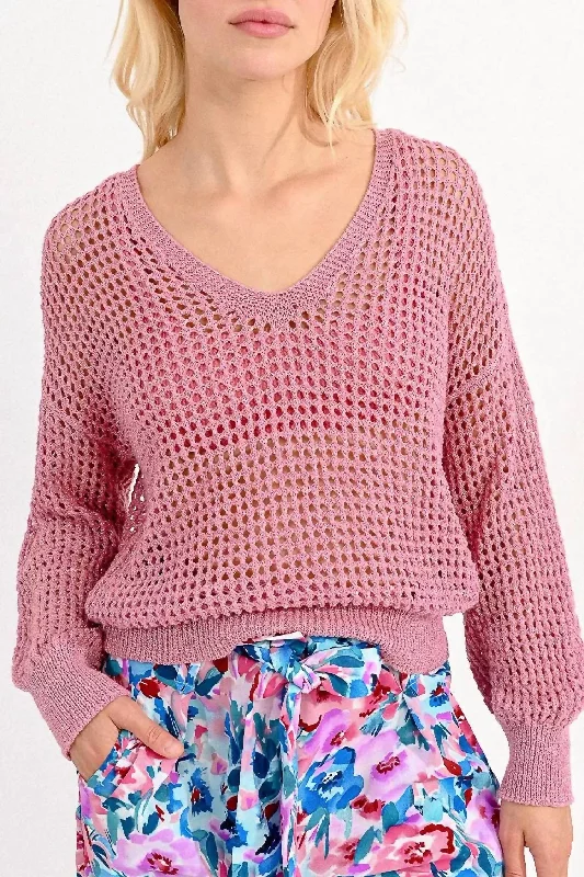 Cropped Women's Angora Blend Sweaters for a Trendy LookPlus - Size Women Sweater with a Flattering FitLoose Openwork Sweater In Pink Cropped Women's Angora Blend Sweaters for a Trendy LookPlus - Size Women Sweater with a Flattering FitLoose Openwork Sweater In Pink