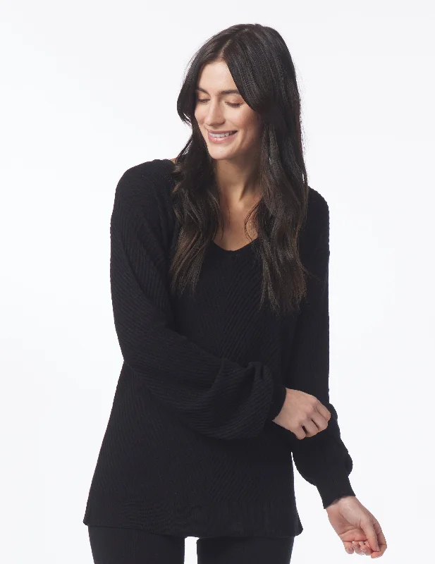 High - Low Hem Women's Cashmere - Blended SweatersCropped Women Sweater to Pair with High - Waisted BottomsLuxury Rib Sweater: Black High - Low Hem Women's Cashmere - Blended SweatersCropped Women Sweater to Pair with High - Waisted BottomsLuxury Rib Sweater: Black