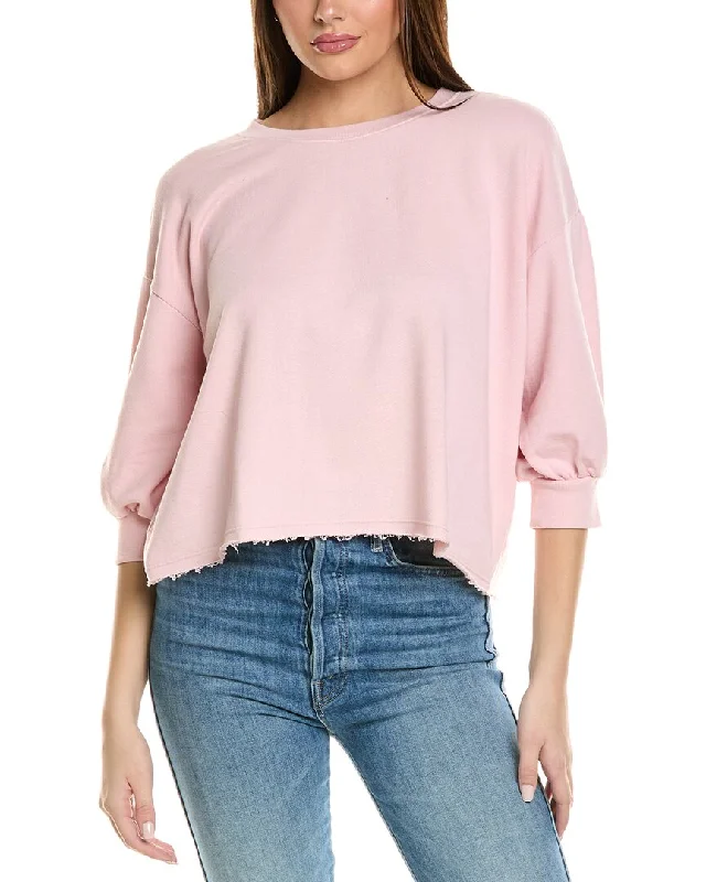 Split - Hem Women's Linen Blend Sweaters for SpringMock - Neck Women Sweater for a Modern TwistMichael Stars Julia Puff Sleeve Pullover Split - Hem Women's Linen Blend Sweaters for SpringMock - Neck Women Sweater for a Modern TwistMichael Stars Julia Puff Sleeve Pullover