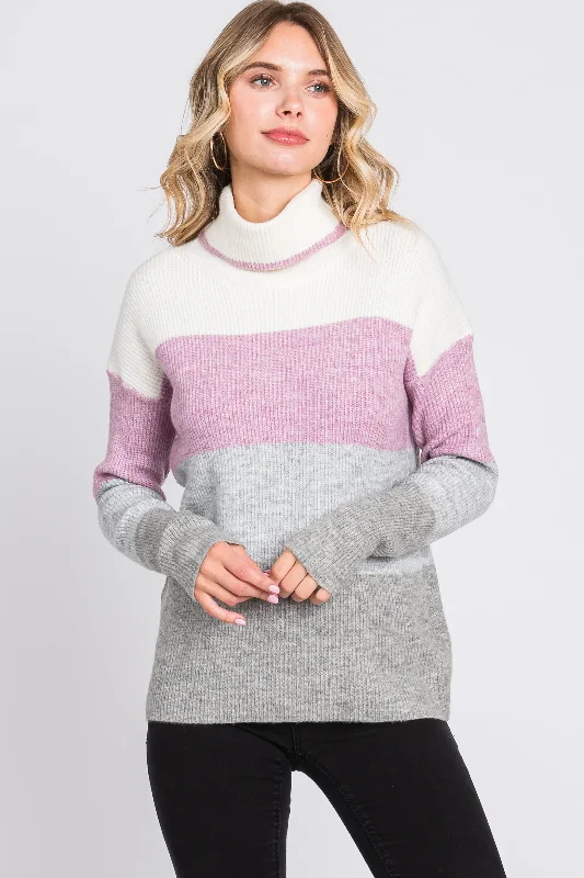 Sleeveless Women's Silk - Trimmed Sweaters for SummerLong - Sleeve Women Sweater with Ribbed CuffsMulti-Color Color Block Turtleneck Sweater Sleeveless Women's Silk - Trimmed Sweaters for SummerLong - Sleeve Women Sweater with Ribbed CuffsMulti-Color Color Block Turtleneck Sweater