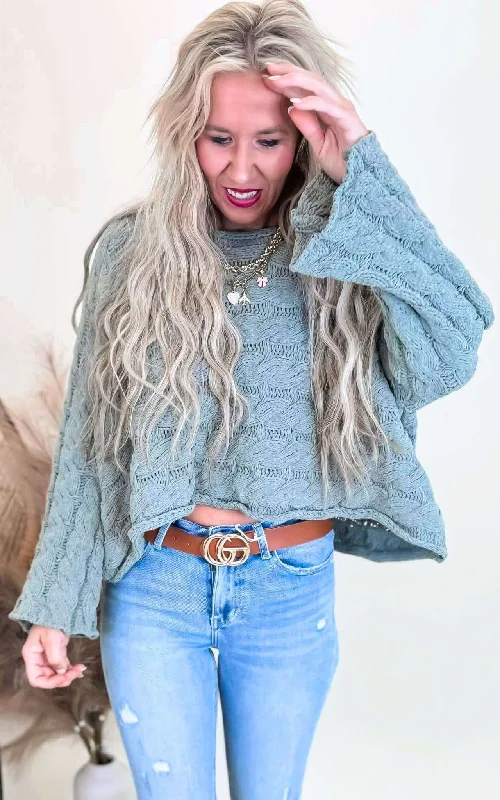 High - Low Hem Women's Cashmere - Blended SweatersCropped Women Sweater to Pair with High - Waisted BottomsOlive Cropped Solid Knit Sweater | POL High - Low Hem Women's Cashmere - Blended SweatersCropped Women Sweater to Pair with High - Waisted BottomsOlive Cropped Solid Knit Sweater | POL