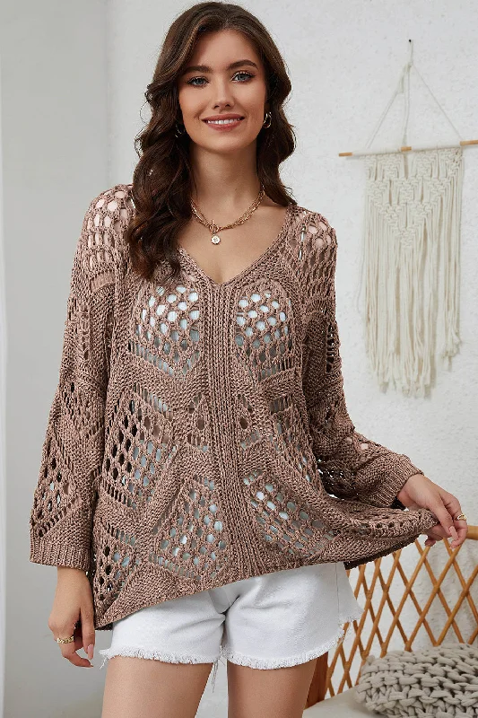 Tie - Front Women's Lambswool Sweaters in Pastel HuesHand - Knitted Women Sweater with Artisanal CharmOpenwork V-Neck Sweater Tie - Front Women's Lambswool Sweaters in Pastel HuesHand - Knitted Women Sweater with Artisanal CharmOpenwork V-Neck Sweater