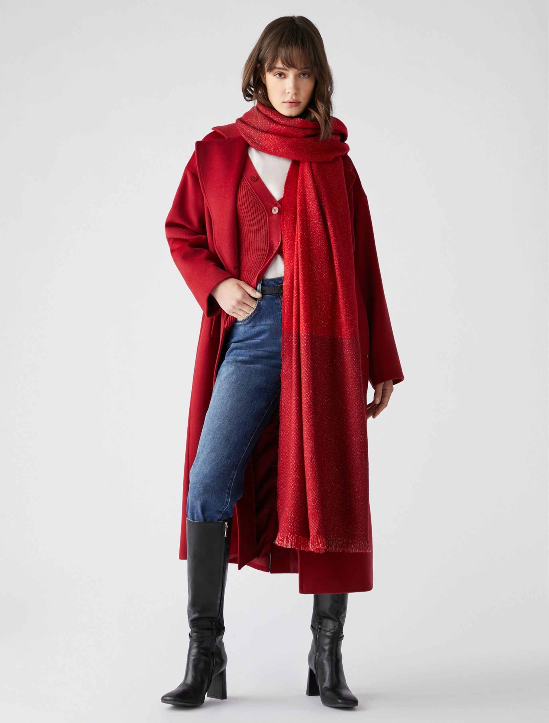 Open - Front Women's Cardigan - Style Mohair SweatersOpen - Front Women Sweater for Easy LayeringPENNYBLACK Wool Broadcloth Midi Red Eolo Coat Open - Front Women's Cardigan - Style Mohair SweatersOpen - Front Women Sweater for Easy LayeringPENNYBLACK Wool Broadcloth Midi Red Eolo Coat