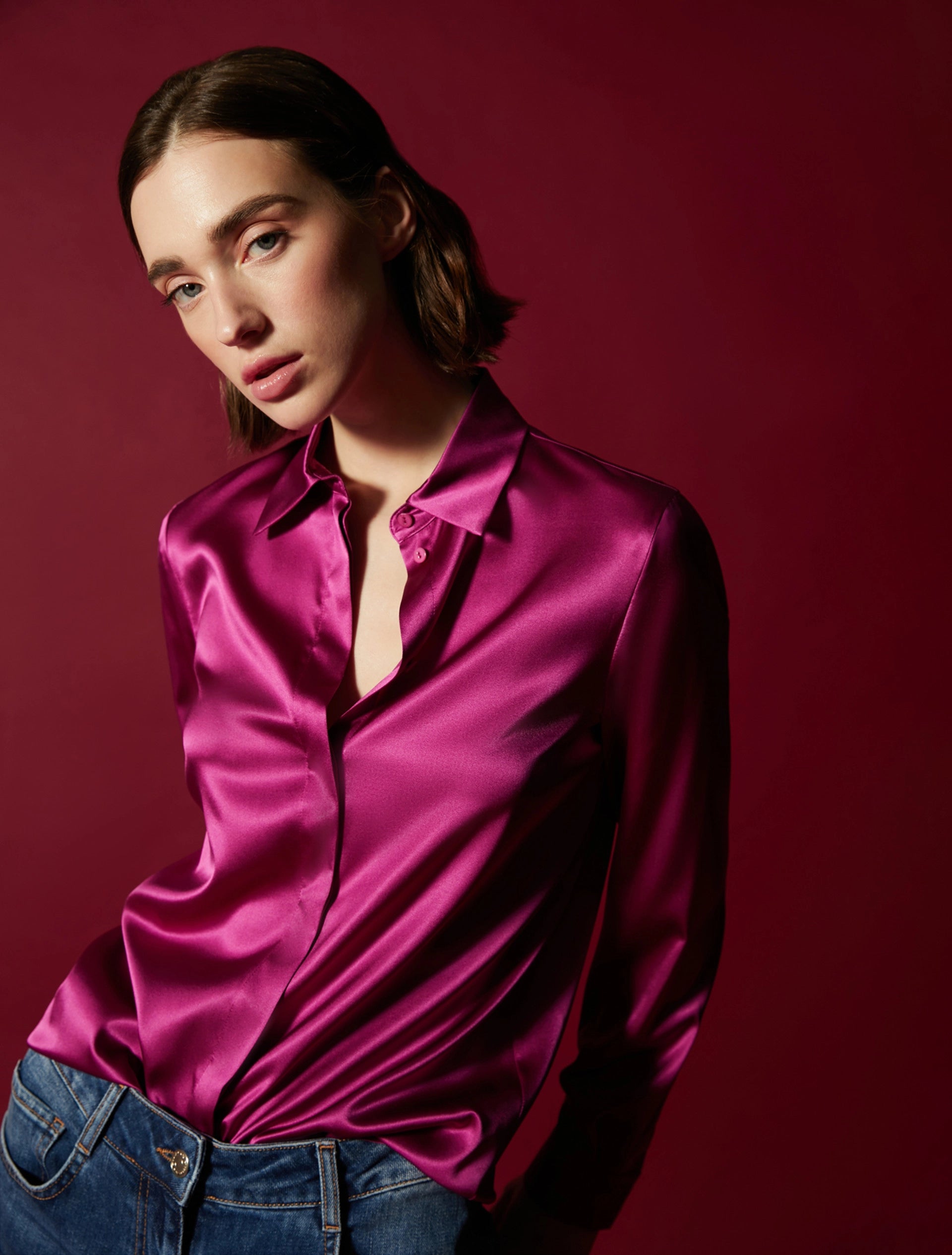 Boat Neck Women's Merino Wool Sweaters in Neutral ShadesHooded Women Sweater for Added Comfort and StylePENNYBLACK Fuchsia Silk Satin Peonia Shirt Boat Neck Women's Merino Wool Sweaters in Neutral ShadesHooded Women Sweater for Added Comfort and StylePENNYBLACK Fuchsia Silk Satin Peonia Shirt