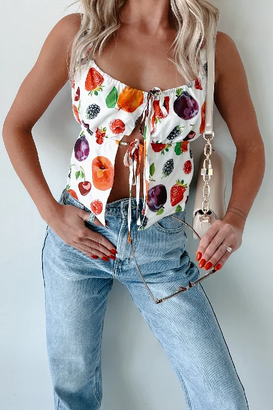 Sleeveless Women's Silk - Trimmed Sweaters for SummerLong - Sleeve Women Sweater with Ribbed CuffsSo A-peeling Fruit Print Tank Top (Multi) Sleeveless Women's Silk - Trimmed Sweaters for SummerLong - Sleeve Women Sweater with Ribbed CuffsSo A-peeling Fruit Print Tank Top (Multi)