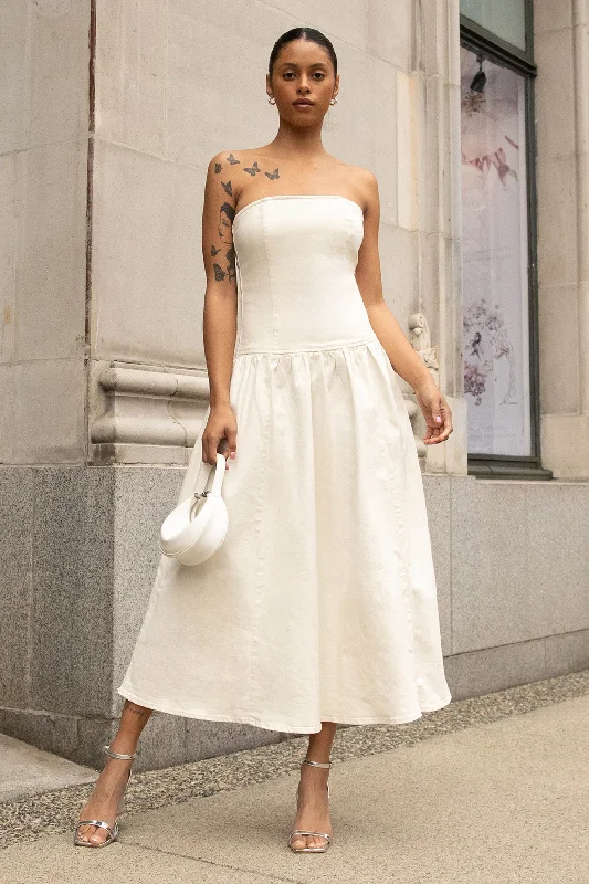 High - Low Hem Women's Cashmere - Blended SweatersCropped Women Sweater to Pair with High - Waisted BottomsDROP-WAIST STRAPLESS TWILL DRESS High - Low Hem Women's Cashmere - Blended SweatersCropped Women Sweater to Pair with High - Waisted BottomsDROP-WAIST STRAPLESS TWILL DRESS