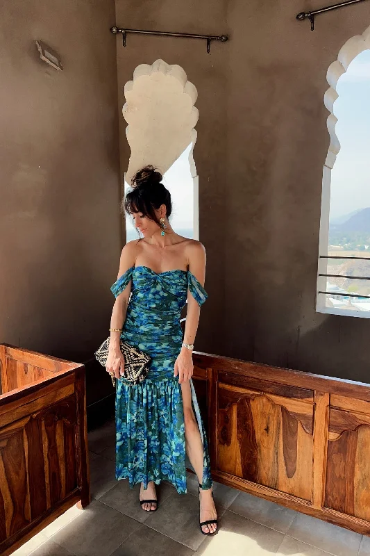 Empire Waist Women Dress to Accentuate the Bust and Conceal the WaistAruba Floral Mesh Maxi Dress Empire Waist Women Dress to Accentuate the Bust and Conceal the WaistAruba Floral Mesh Maxi Dress