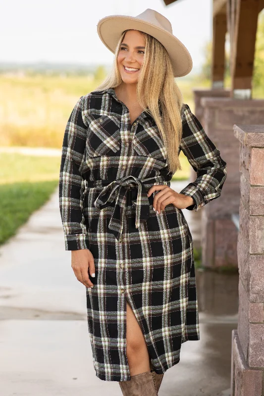 Little Black Women Dress with Sequins for a Glamorous Night OutBlack and Cream Plaid Self Tie Shirt Dress Little Black Women Dress with Sequins for a Glamorous Night OutBlack and Cream Plaid Self Tie Shirt Dress