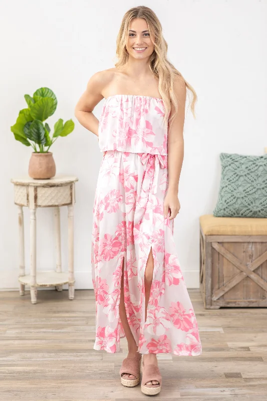 Sheath Women Dress with a Tailored Fit for a Professional LookBlush And Grey Floral Maxis Dress With Slits Sheath Women Dress with a Tailored Fit for a Professional LookBlush And Grey Floral Maxis Dress With Slits