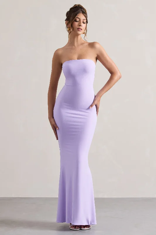 Strapless Women Dress with a Built - in Bra for Comfort and SupportCeremony | Lilac Bandeau Fishtail Maxi Dress Strapless Women Dress with a Built - in Bra for Comfort and SupportCeremony | Lilac Bandeau Fishtail Maxi Dress