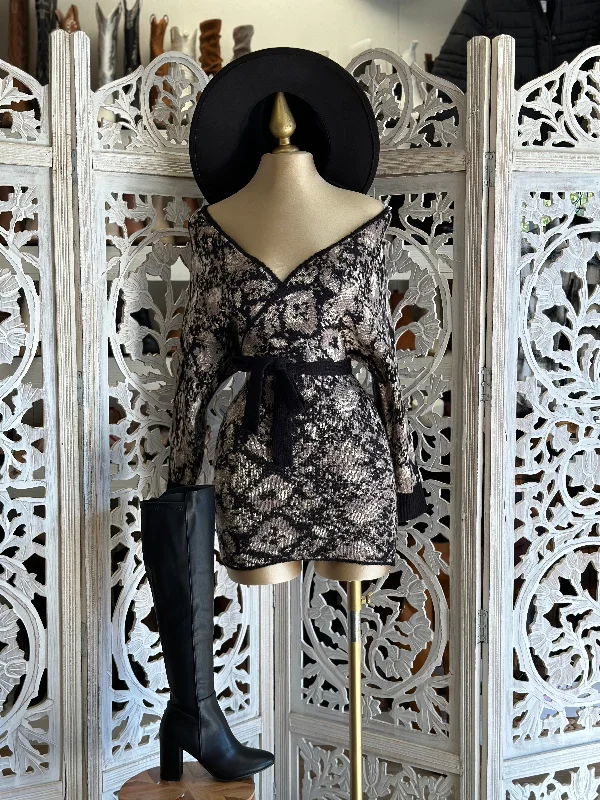 Backless Women Dress for a Sexy and Alluring Look at Evening EventsCross Front Marble Sweater Dress Backless Women Dress for a Sexy and Alluring Look at Evening EventsCross Front Marble Sweater Dress