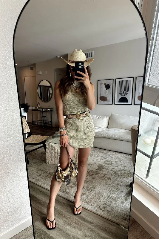 Pleated Women Dress with a Timeless and Elegant TextureLillie Gold Lurex Knit Mini Dress Pleated Women Dress with a Timeless and Elegant TextureLillie Gold Lurex Knit Mini Dress