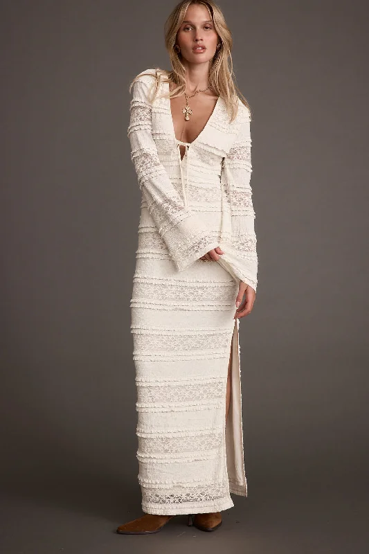 Lace - Embellished Women Dress for an Elegant and Sophisticated AppearanceMelrose Ivory Long Sleeve Lace Maxi Dress Lace - Embellished Women Dress for an Elegant and Sophisticated AppearanceMelrose Ivory Long Sleeve Lace Maxi Dress