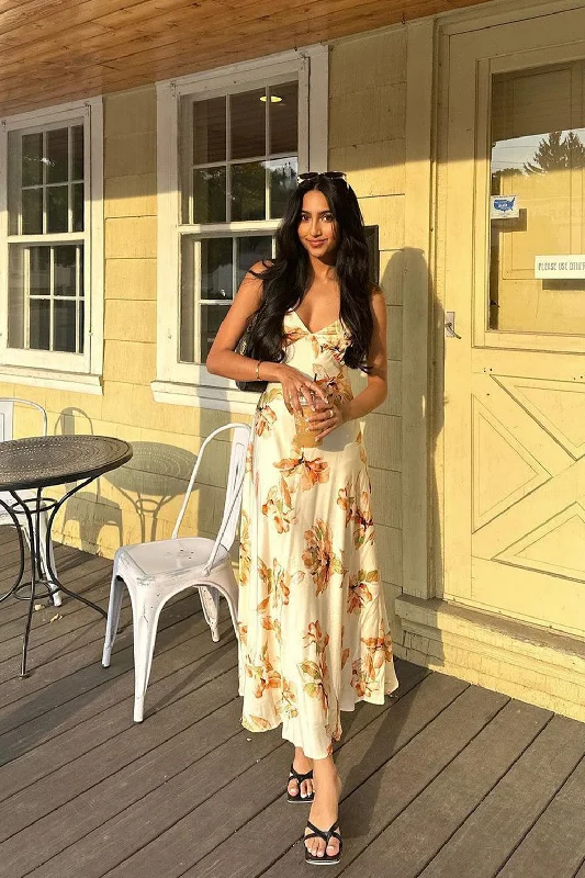 Sheath Women Dress with a Tailored Fit for a Professional LookPalma Cream Floral Maxi Dress Sheath Women Dress with a Tailored Fit for a Professional LookPalma Cream Floral Maxi Dress