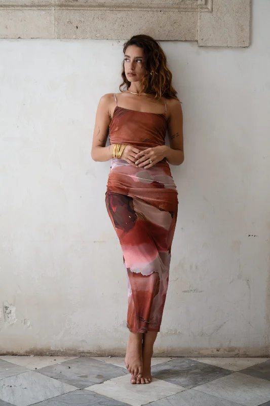 Mermaid - Style Women Dress with a Fitted Silhouette for Special OccasionsCaterina Rust Abstract Mesh Midi Dress Mermaid - Style Women Dress with a Fitted Silhouette for Special OccasionsCaterina Rust Abstract Mesh Midi Dress
