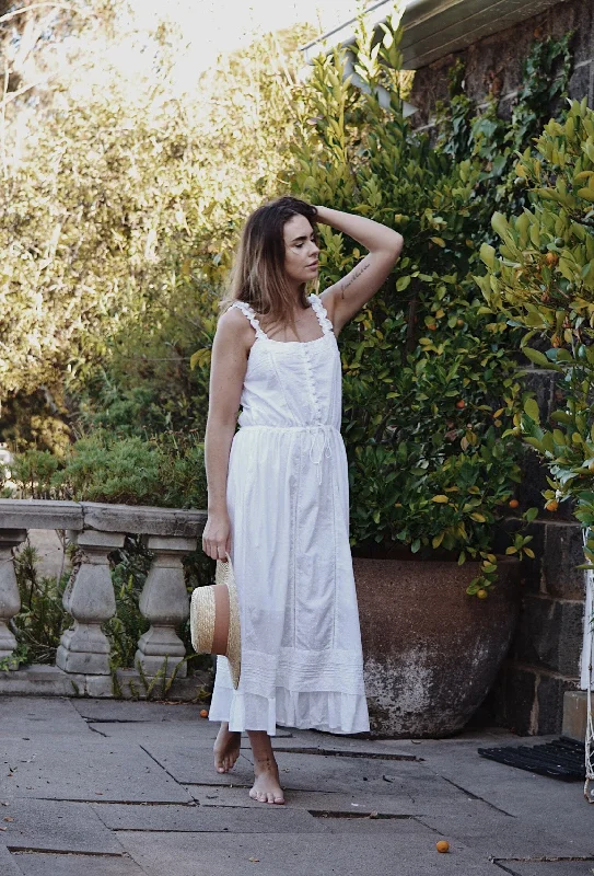 Wrap - Style Women Dress with Adjustable Fit for All Body TypesADELINE WHITE COTTON LACE DRESS Wrap - Style Women Dress with Adjustable Fit for All Body TypesADELINE WHITE COTTON LACE DRESS