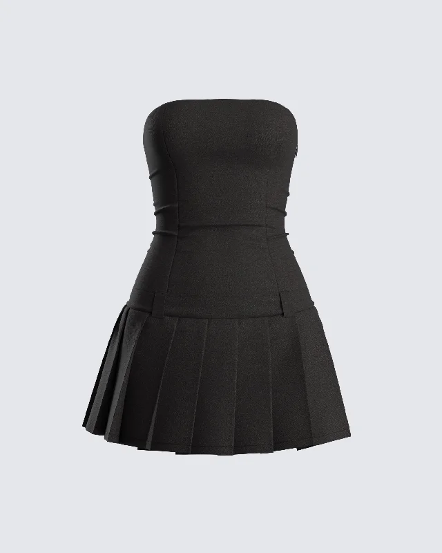 Off - the - Shoulder Women Dress for a Romantic and Feminine LookAli Black Pleated Mini Dress Off - the - Shoulder Women Dress for a Romantic and Feminine LookAli Black Pleated Mini Dress