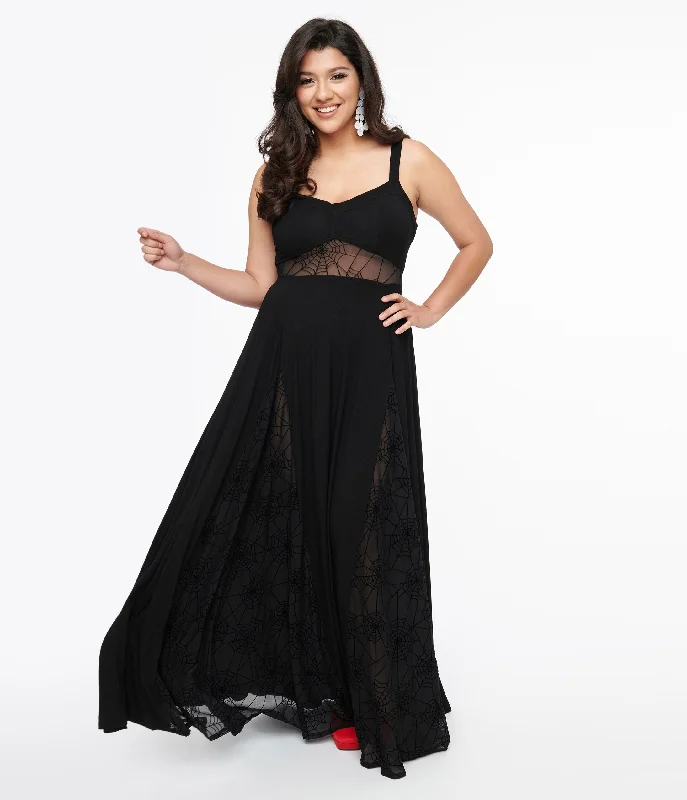 Wrap - Style Women Dress with Adjustable Fit for All Body TypesBlack Arachnophobia Maxi Dress Wrap - Style Women Dress with Adjustable Fit for All Body TypesBlack Arachnophobia Maxi Dress