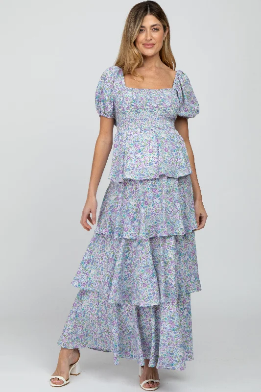 Off - the - Shoulder Women Dress for a Romantic and Feminine Look Off - the - Shoulder Women Dress for a Romantic and Feminine Look Blue Floral Square Neck Ruffle Layered Maternity Maxi Dress Off - the - Shoulder Women Dress for a Romantic and Feminine Look Off - the - Shoulder Women Dress for a Romantic and Feminine Look Blue Floral Square Neck Ruffle Layered Maternity Maxi Dress